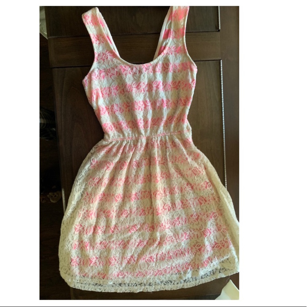 Lace White and Pink Dress